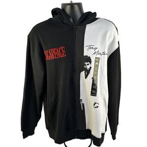 New Mens Reason Scarface Full Zip Hoodie Jacket Size Medium NWT Black White